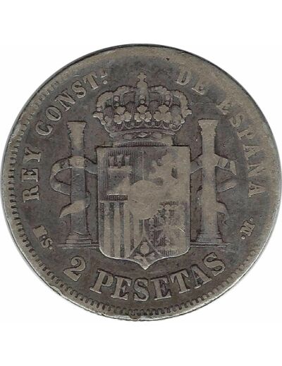 ESPAGNE 2 PESETAS 1884 TB