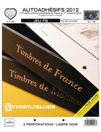 FEUILLE COMPLEMENTAIRE FRANCE 2012 FS AUTOADHESIFS 1er SEMESTRE (SANS POCHETTE)