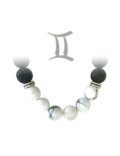 Bracelet zodiacal Howlite-pierre du Gémeaux