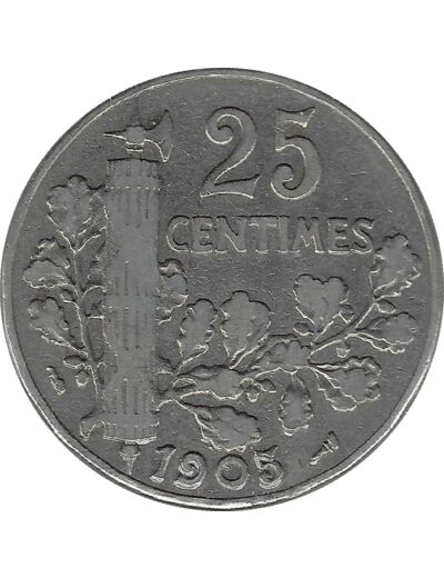 FRANCE 25 CENTIMES PATEY 1905 TB+