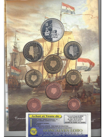 HOLLANDE (PAYS-BAS) 2002 SERIE 8 MONNAIES + 1 MEDAILLE VOC II