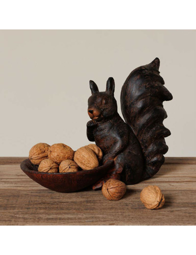 Vide Poche Ecureuil Assis Marron résine 14x19x25cm