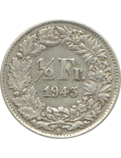 SUISSE 1/2 FRANC 1943 B TTB