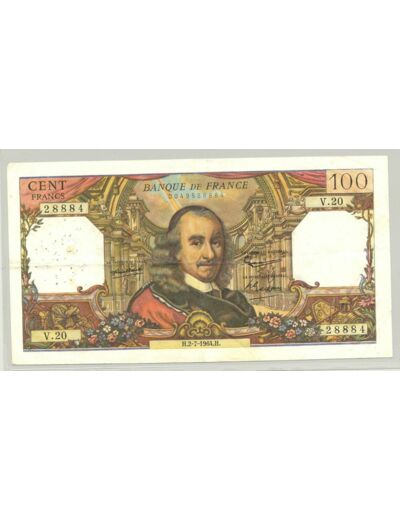 FRANCE 100 FRANCS CORNEILLE  02 07 1964 V.20 TTB