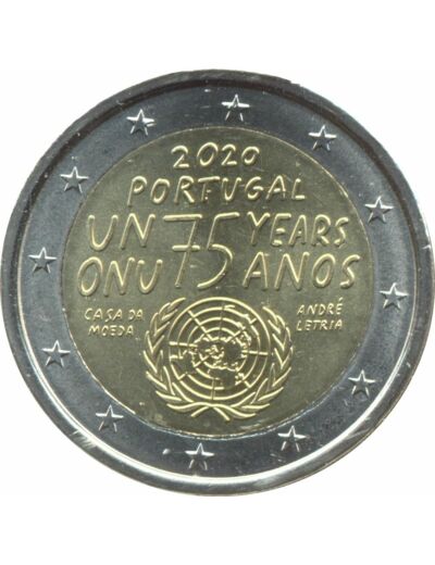 PORTUGAL 2020 2 EURO COMMEMORATIVE 75 ANNIVERSAIRE DE L ONU SUP