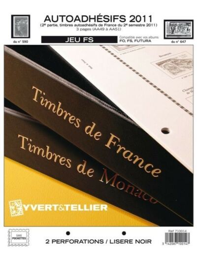 FEUILLE COMPLEMENTAIRE FRANCE 2011 FS AUTOADHESIFS 2ème SEMESTRE (SANS POCHETTE)