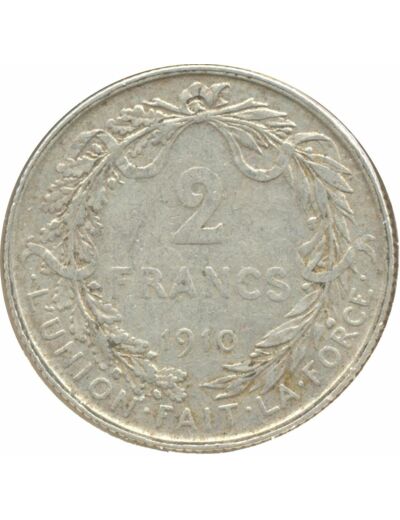 BELGIQUE 2 FRANCS 1910 FR TTB-