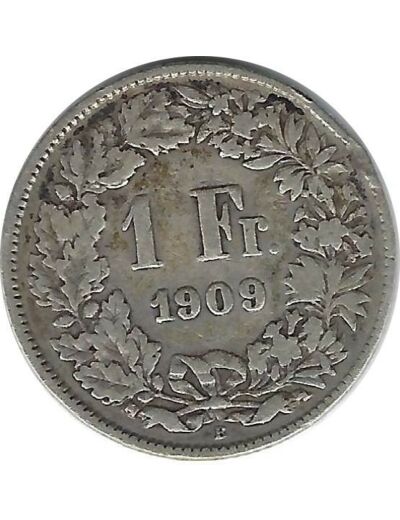 SUISSE 1 FRANC 1909 B TB