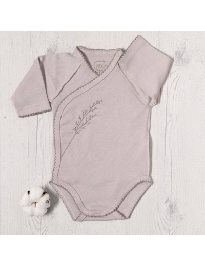 Body croisé coton bio broderie arbre 9 mois