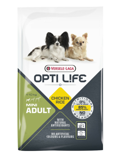 Croquettes OPTI LIFE Mini Adult au poulet & riz  - 2,5KG