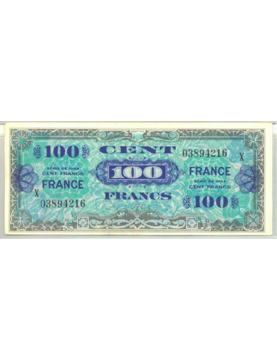 FRANCE 100 FRANCS Type FRANCE 1945 SERIE X GRAND X SUP 216