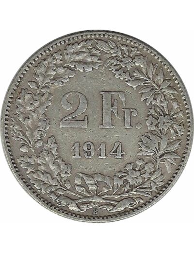 SUISSE 2 FRANCS 1914 B TB+ N1