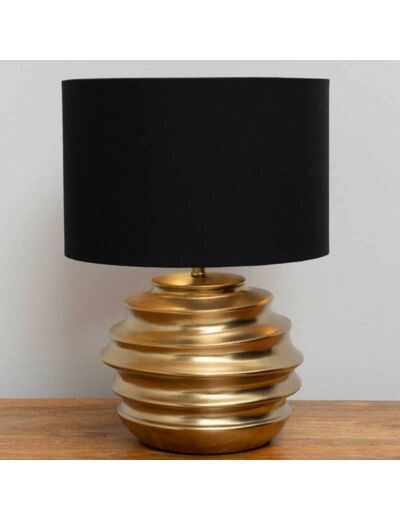 Lampe anneaux dorés abat jour noir 45x24cm