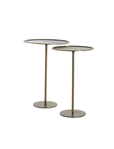 Ensemble 2 Tables d'Appoint en métal brun foncé et bronze 38x38x54cm