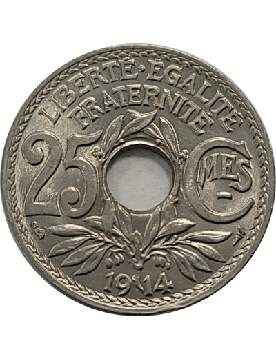 FRANCE 25 CENTIMES LINDAUER 1914 SUP (G379)