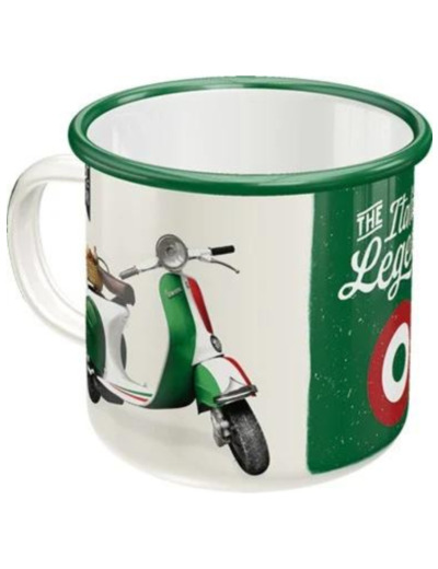 Mug émaillé rétro, Vespa, The Italian Legend – Cadeau pour propiétaire de Vespa, Tasse de camping, 360 ml – Nostalgic-Art