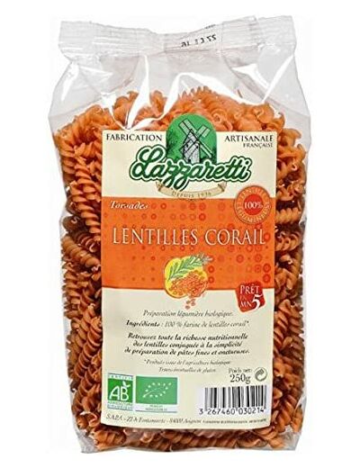 Torsade lentilles corail 250g LAZZARETTI SAPA