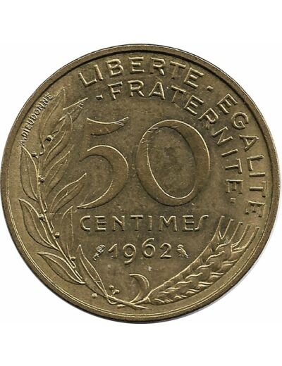 FRANCE 50 CENTIMES LAGRIFFOUL 1962 3 plis TTB