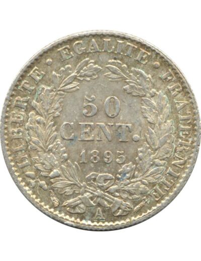 FRANCE 50 CENTIMES CERES 1895 A (Paris) SUP- coup sur tranche