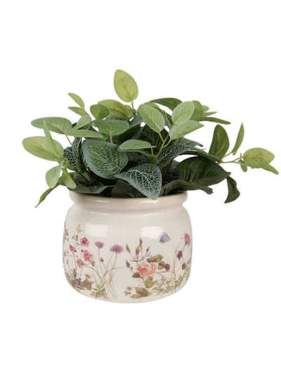 Pot de fleurs céramique fleuri 20x20x15cm