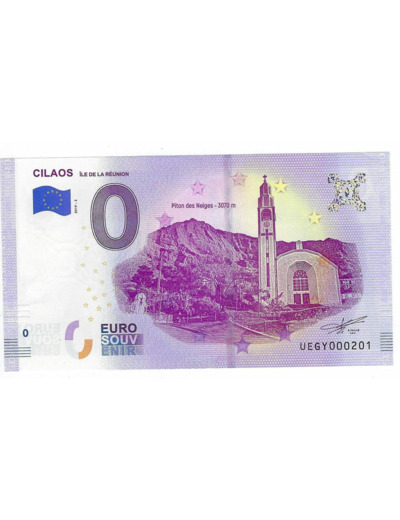 974 REUNION 2019-2 CILAOS BILLET SOUVENIR 0 EURO TOURISTIQUE NEUF