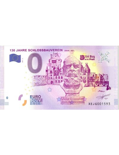 ALLEMAGNE 130 JAHRE SCHLOSSBAUVEREIN BILLET SOUVENIR 0 EURO 2017-6  NEUF