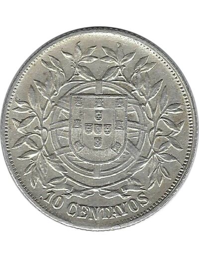 PORTUGAL 10 CENTAVOS 1915 TTB