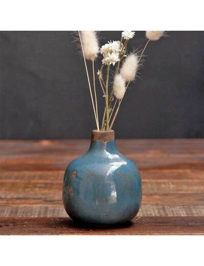 Vase céramique gris bleu Chehoma 10x9cm