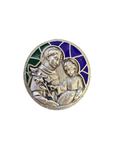 Magnet en métal relief 30mm - Bicolore - Saint Antoine