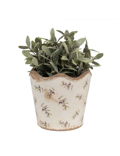 Pot de fleurs céramique motif olivier 16x15cm