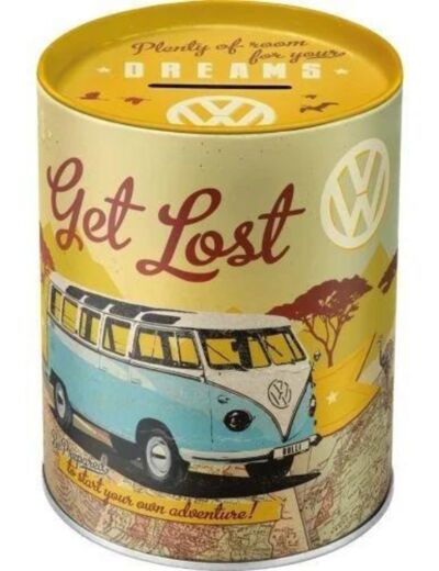 Tirelire ronde VW Combi, Get Lost -Tirelire Volkswagen - Nostalgic-Art