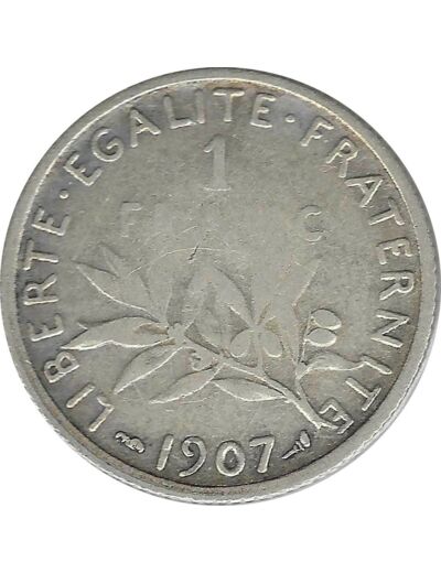 FRANCE 1 FRANC ROTY 1907 état B+