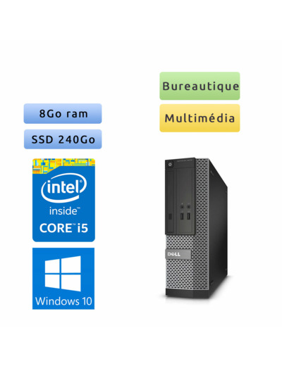 Dell Optiplex 3010 SFF - Windows 10 - i5 8Go 240Go SSD - Ordinateur Tour Bureautique PC