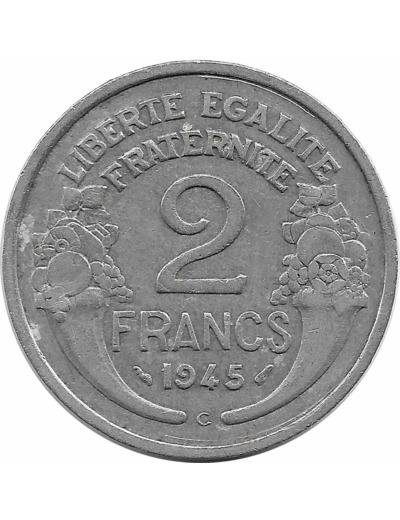 FRANCE 2 FRANCS MORLON ALUMINIUM 1945 C TTB-