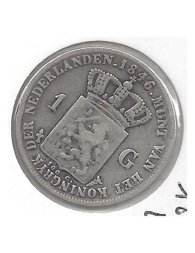 PAYS-BAS HOLLANDE 1 GULDEN 1846 LYS TB