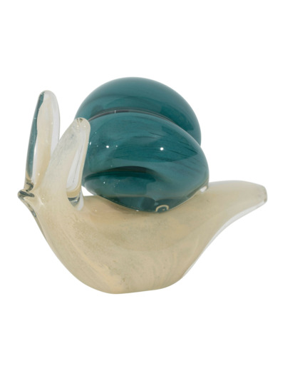 Presse papier escargot verre bleu 13x7x9cm