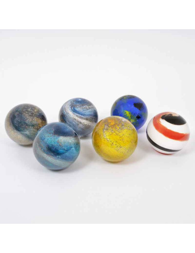 Lampe boule led Galaxie verre bleu océan 14x14x14cm