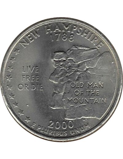 AMERIQUE ( U.S.A )  QUARTER DOLLAR (1/4 DOLLAR) 2000 P NEW HAMPSHIRE TTB+