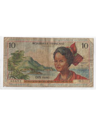 ANTILLES FRANÇAISE 10 FRANCS ND (1964 ) SERIE O.7 TB