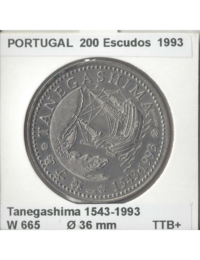 PORTUGAL 200 ESCUDOS TANEGASHIMA 1993 TTB+