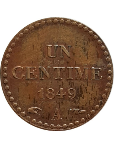 FRANCE 1 CENTIME DUPRE 1849 A TTB+