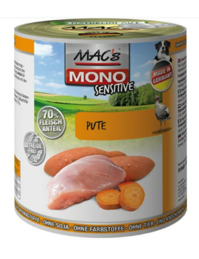 MAC'S Mono Sensitive pour chien, à la Dinde - 800g