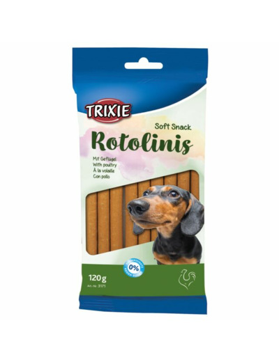 friandise chien Soft Snack Rotolinis a la volaille 120g soit 12 pieces