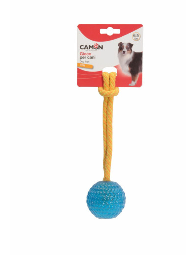 Jouet balle + corde en TPR pour chien - ⌀ 6.5cm