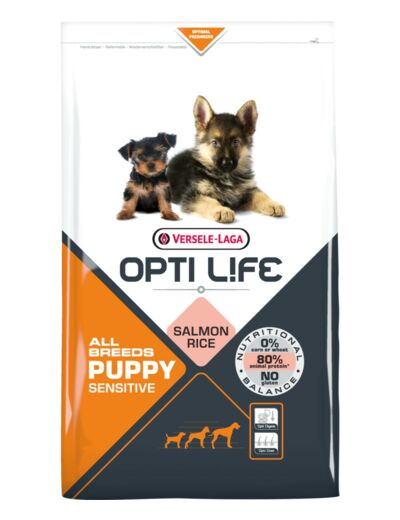 Croquettes OPTI LIFE Puppy Sensitive saumon & riz - 2 TAILLES