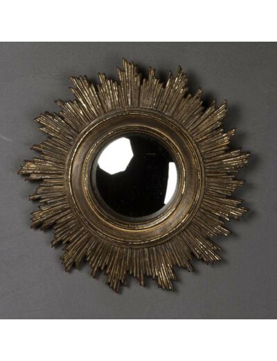 Miroir convexe soleil doré antique 18cm