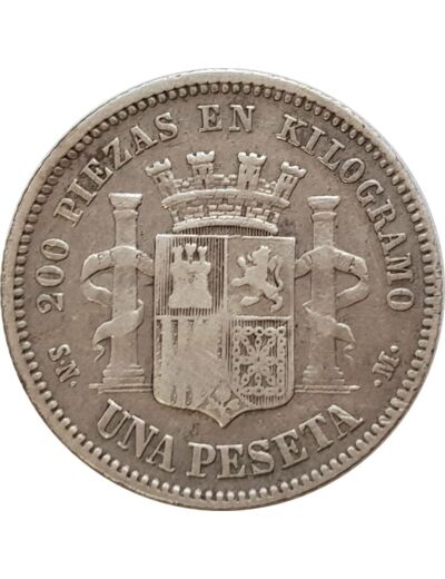 ESPAGNE 1 PESETA 1869 SNM TB+ (W652)