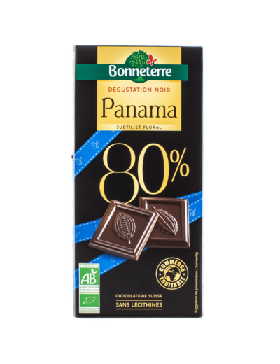 Chocolat Dégustation Noir 80% Panama Bio 80g