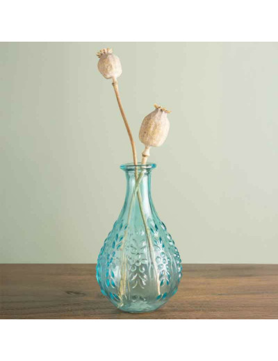 Vase Liseron bleu verre 15x9x9cm