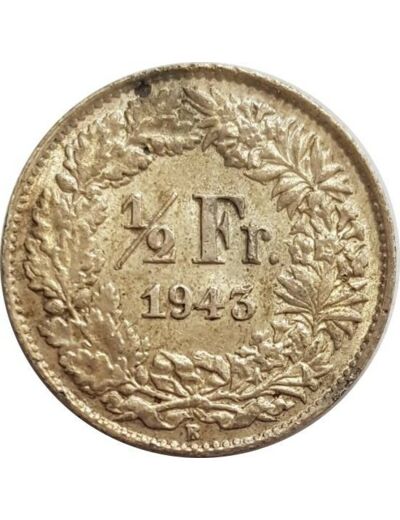 SUISSE 1/2 FRANC 1943 B TTB+ N2